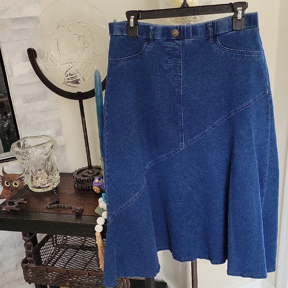 Asymmetrical Denim Blue Skirt